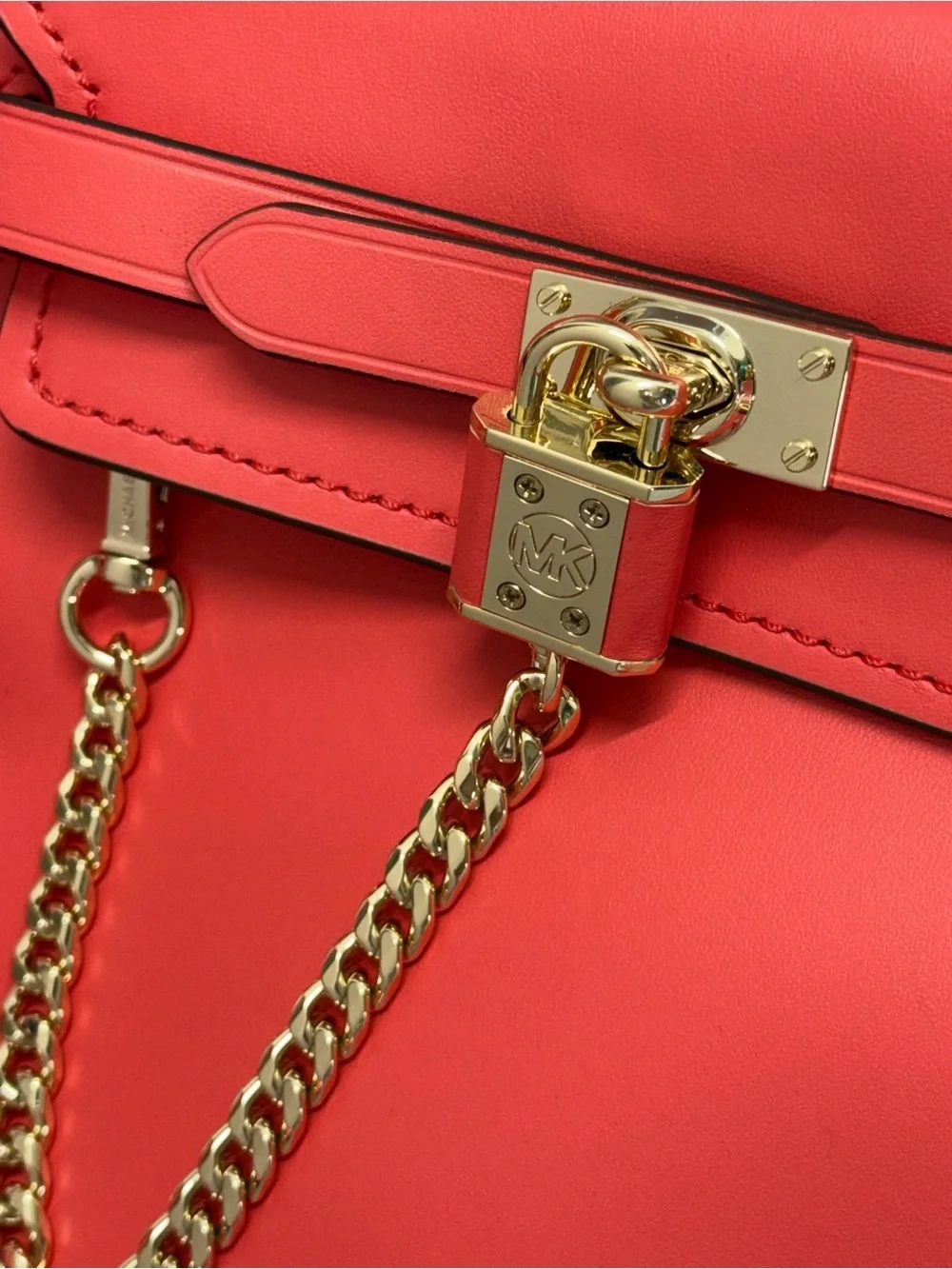 (new+tag) Michael Kors Leather Hamilton Legacy Dahlia Belted Red Pink Satchel